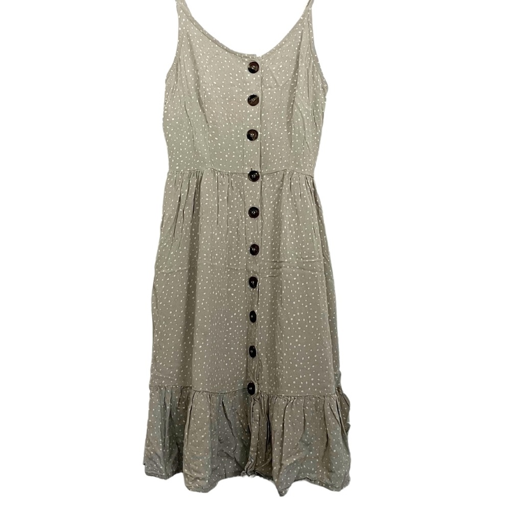 Japna Olive Polka Dot Midi Dress